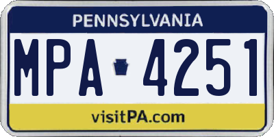 PA license plate MPA4251