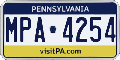 PA license plate MPA4254