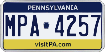 PA license plate MPA4257