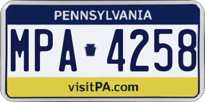 PA license plate MPA4258