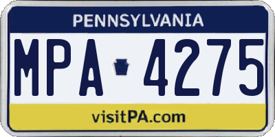PA license plate MPA4275