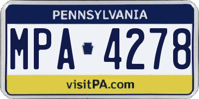 PA license plate MPA4278