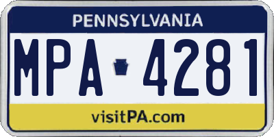 PA license plate MPA4281