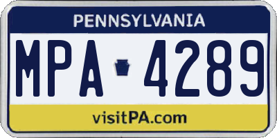 PA license plate MPA4289