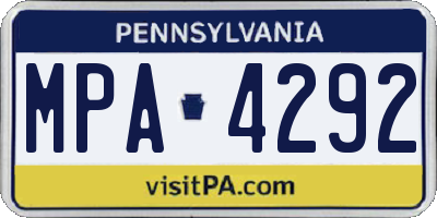 PA license plate MPA4292