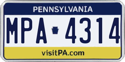 PA license plate MPA4314