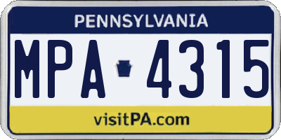 PA license plate MPA4315