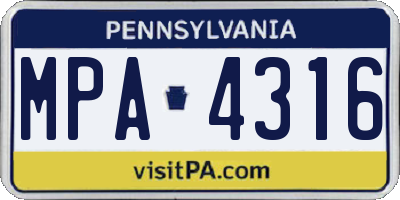 PA license plate MPA4316