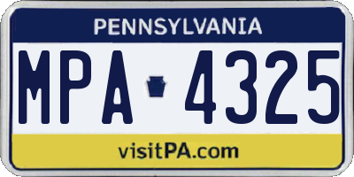 PA license plate MPA4325