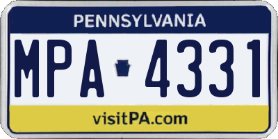 PA license plate MPA4331