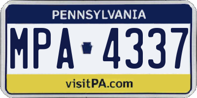 PA license plate MPA4337