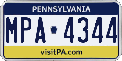 PA license plate MPA4344