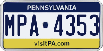 PA license plate MPA4353