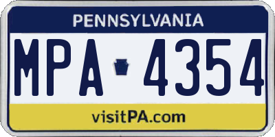 PA license plate MPA4354
