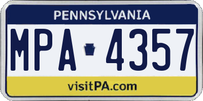 PA license plate MPA4357