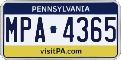 PA license plate MPA4365