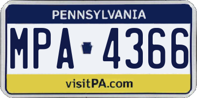 PA license plate MPA4366