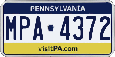 PA license plate MPA4372