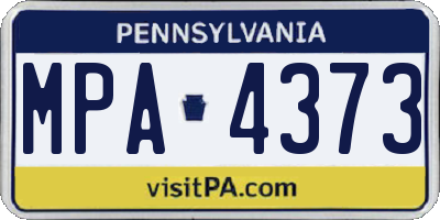 PA license plate MPA4373