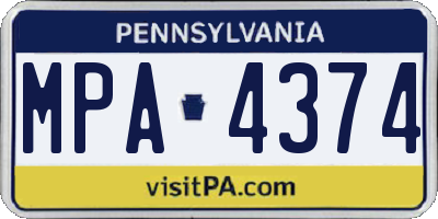 PA license plate MPA4374