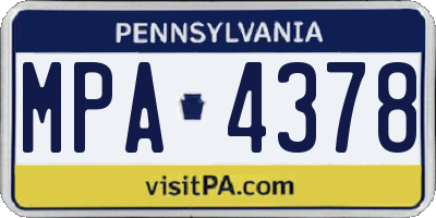 PA license plate MPA4378
