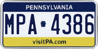 PA license plate MPA4386