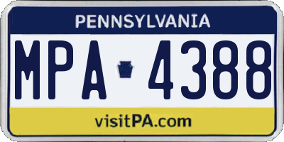 PA license plate MPA4388