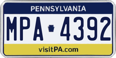 PA license plate MPA4392