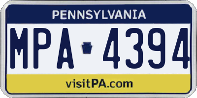 PA license plate MPA4394