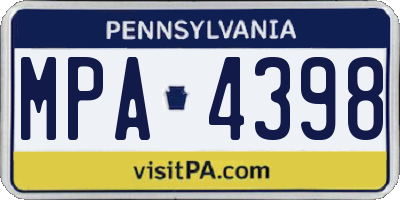PA license plate MPA4398