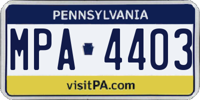 PA license plate MPA4403