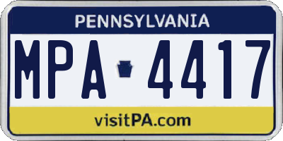 PA license plate MPA4417