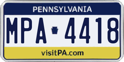 PA license plate MPA4418