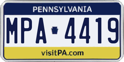 PA license plate MPA4419