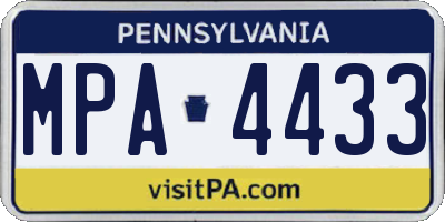 PA license plate MPA4433
