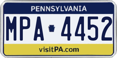PA license plate MPA4452