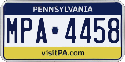 PA license plate MPA4458