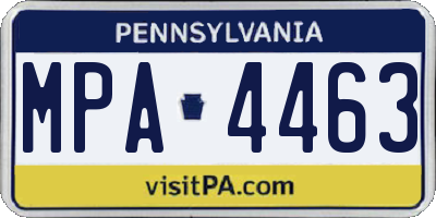 PA license plate MPA4463
