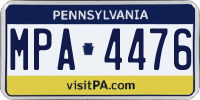 PA license plate MPA4476