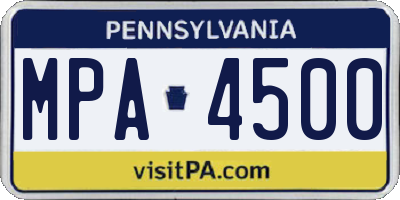PA license plate MPA4500