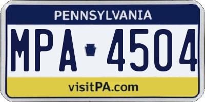 PA license plate MPA4504