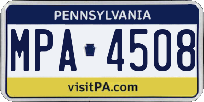 PA license plate MPA4508
