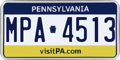 PA license plate MPA4513