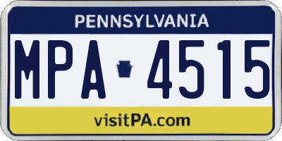PA license plate MPA4515