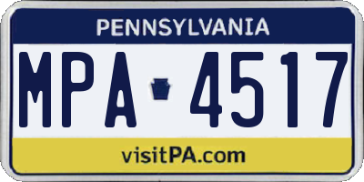 PA license plate MPA4517