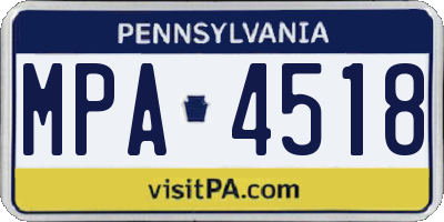 PA license plate MPA4518