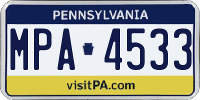 PA license plate MPA4533