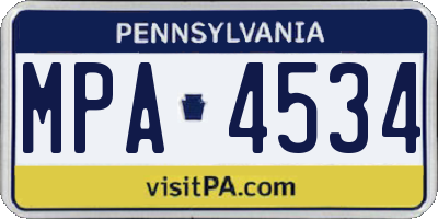 PA license plate MPA4534