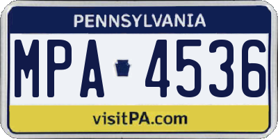 PA license plate MPA4536