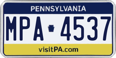 PA license plate MPA4537